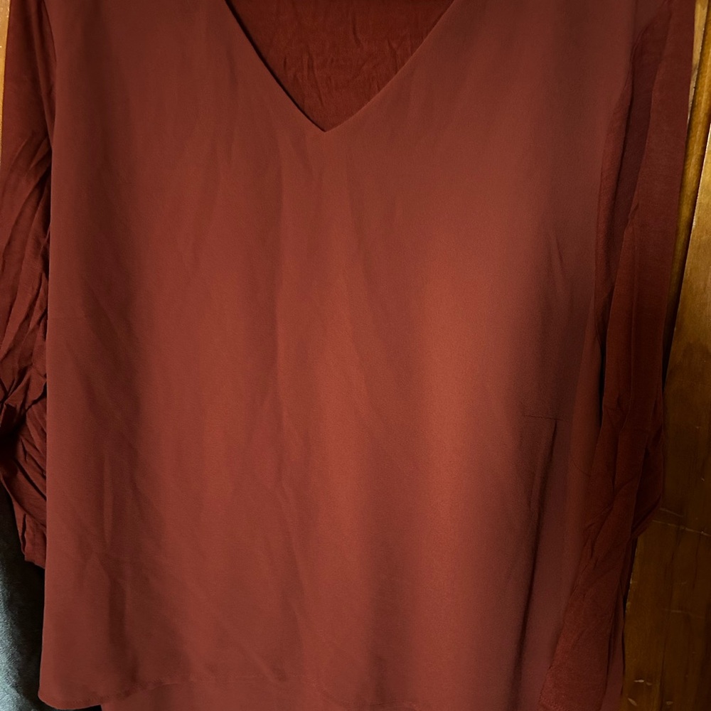 Elegant Rust V-Neck Women's Top | 1X | Michael Kors